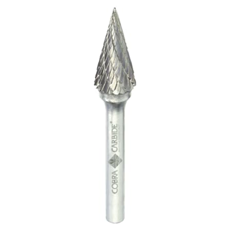 Carbide Burr,Double Cut Shape M Included Angle 22° Reg. Lgth,SM-1,1/4